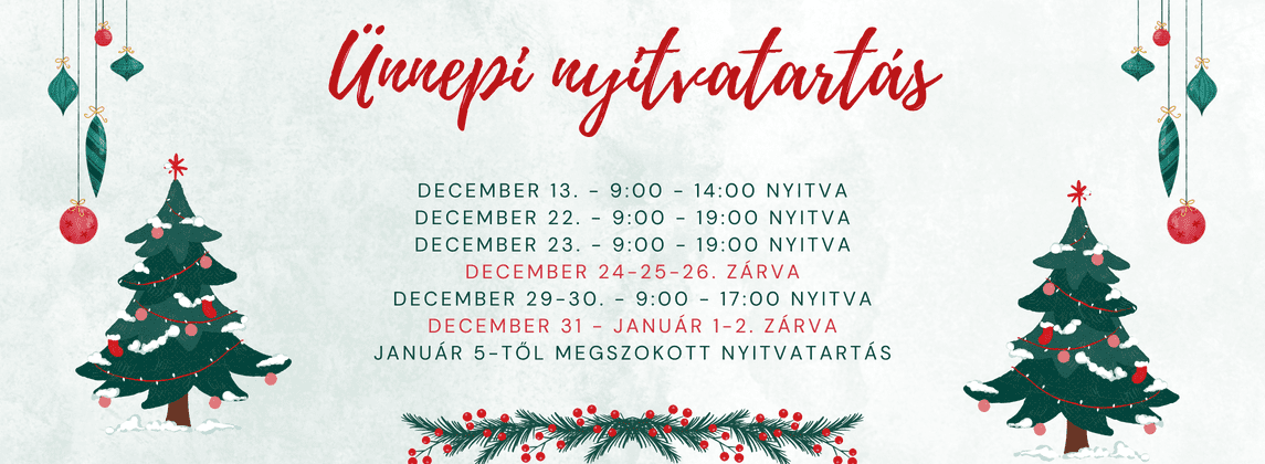 Karácsonyi nyitvatartás