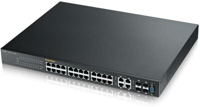 ZyXEL GS2210-24HP 28port GbE LAN L2+ menedzselhető PoE switch (375W)