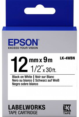 Epson S654021 TAPE - LK4WBN STD BLK/WHT 12/9