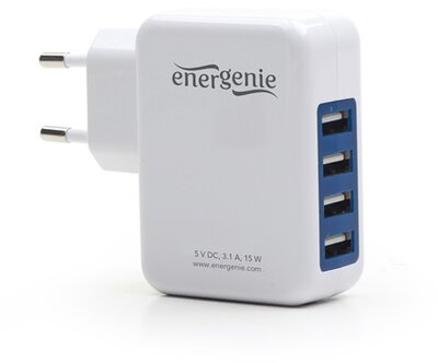 ENERGENIE hálózati USB töltő 4-es Fehér