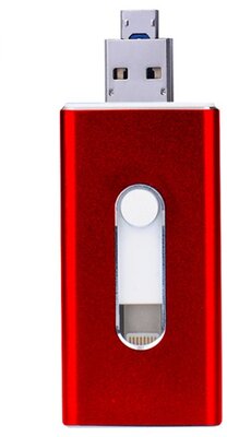 QUAZAR i-Storer, 32GB, 3in1 külső memória, adatletöltő, iPhone, iPad eszközökhöz, piros