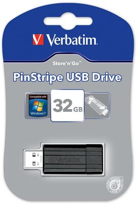 Verbatim Pinstripe Usb Drive 32GB Black