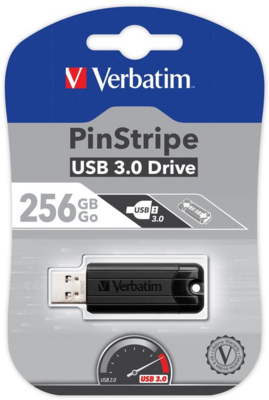 Verbatim Pinstripe Usb Drive 256GB Black