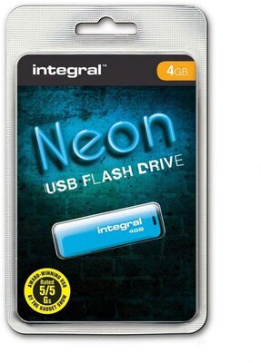 Integral - Neon Blue Flash Drive 4GB