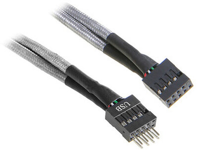 Kábel USB Hosszabbító BitFenix 30cm Harisnyázott Ezüst/Fekete
