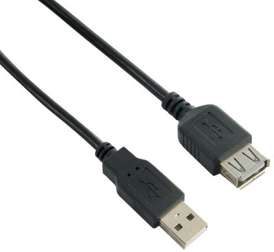 4World - USB 2.0 hosszabító kábel type A-A M/F 3m HQ, ferrite