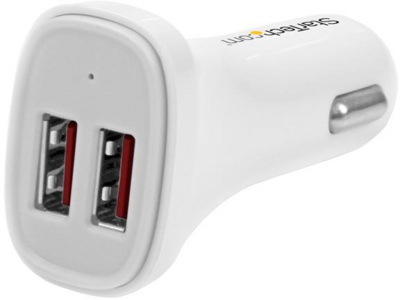 Startech - Dual-Port USB Car Charger - 24W/4.8A - White