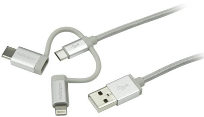 Startech - USB Multi-Charger Cable - Lightning, USB-C, Micro-B - Braided - 1 m