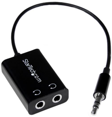 Startech - Slim Mini Jack Headphone Splitter Cable Adapter - Black