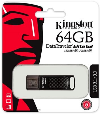 KINGSTON - DataTraveler Elite G2 64GB - FEKETE