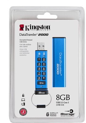 KINGSTON - DATATRAVELER 2000 USB 3.1 8GB - KÉK