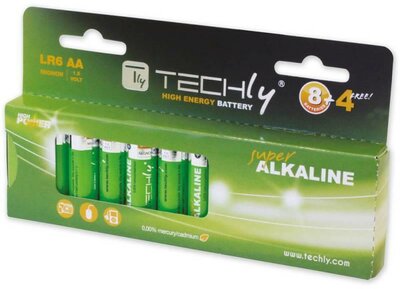Techly alkalikus elem, 1.5V AA LR6, 12 darab