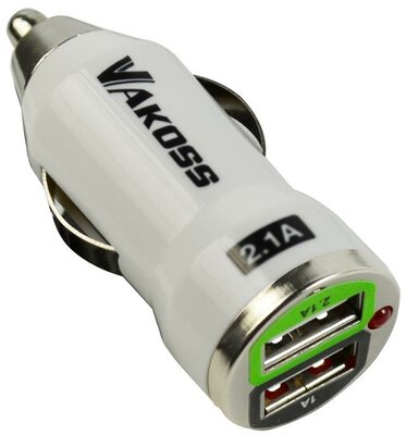 VAKOSS - Autós USB-töltő - FEHÉR