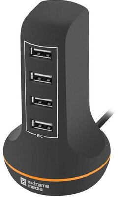 Natec - Okos töltőállomás 4x USB - FEKETE