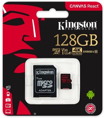 Kingston - 128GB MICROSDXC CANVAS REACT - SDCR/128GB