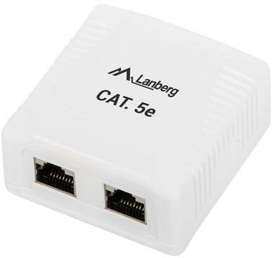 Lanberg - FTP fali aljzat 2-port RJ45 shielded cat. 5E - OS5-0002-W