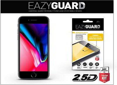 EazyGuard - iPhone 8 fekete 2.5D üveg kijelzővédő fólia