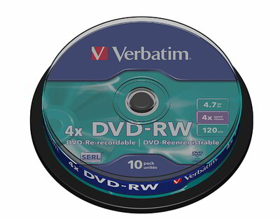 Verbatim - DVD-RW 10db/cs [cake box] | 4.7GB | 4x ] - 43552
