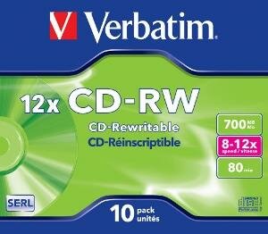 Verbatim - CD-RW 10db/cs [ jewel case | 700MB | 12x ] - 43148