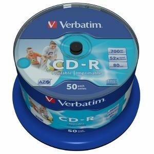 Verbatim - CD-R 50db/cs [ cake box | 700MB | 52x | Wide nyomtatható | DataLife+ AZO ] - 43438