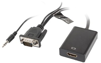 Lanberg adapter VGA(F) + audio 3.5mm -> HDMI(F) 20cm