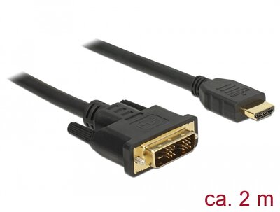 Delock - 85584 - Kábel DVI 18+1 csatlakozódugóval > HDMI-A csatlakozódugóval, 2 m, fekete