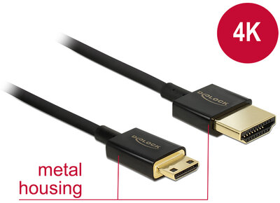 Delock - 84787 - Cable High Speed HDMI with Ethernet - HDMI-A male > HDMI Mini-C male 3D 4K 0.5 m Slim Premium