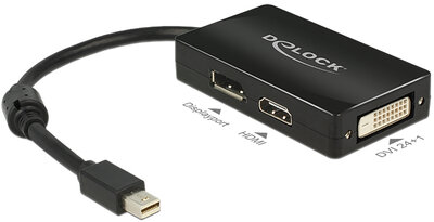 Delock - 62623 - Adapter mini Displayport 1.1-dugós csatlakozó > Displayport / HDMI / DVI passzív fekete