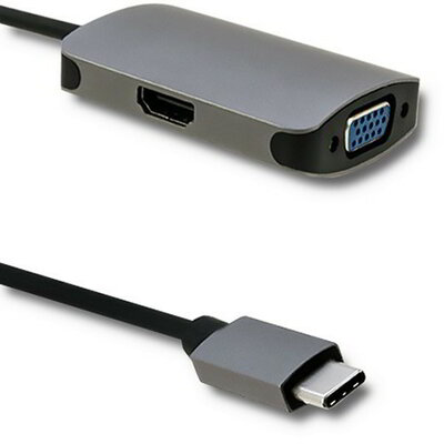Qoltec - 50380 - USB adapter type C male / HDMI Female | VGA Female