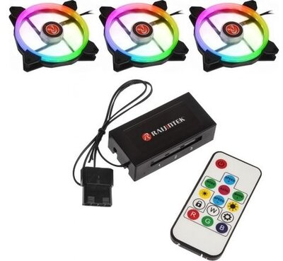 Raijintek - Iris 14 Rainbow RGB LED 3as csomag vezérlővel