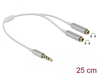 DeLock - 65576 - Cable audio splitter stereo jack male 3.5mm 4 pin > 2x stereo jack female 3.5mm 4 pin 25cm