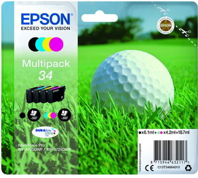 Tintapatron Epson Golf ball Multipack 34 4-colors | DURABrite Ultra | 18,7 ml