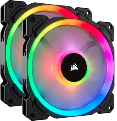 Corsair - LL140 RGB 140mm Dual Light Loop RGB LED PWM Fan — 2 Fan Pack with Lighting Node PRO - CO-9050074-WW