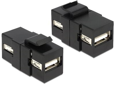 Delock - 86367 - Keystone module USB 2.0 A female > USB 2.0 A female black