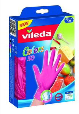 Vileda Color eldobható kesztyű S/M méret 50db