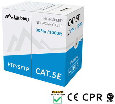 LANBERG - SF/UTP Cat5E hálózati kábel 305m - LCS5-11CU-0305-S