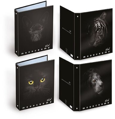 Pigna Monocromo Black A4 4 gyűrűs 30mm gerincszélességű gyűrűs könyv
