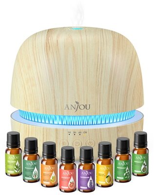 Anjou AJ-PCN082 aroma diffuser, darkbrown + 8pcs essential oil