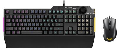 ASUS TUF Gaming K1 HUN fekete USB világító billentyűzet + TUF Gaming M3 gamer egér Combo - 90MP02A0-BCHA00