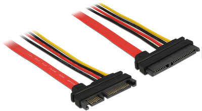 Delock Bovítokábel, SATA, 6 Gb/s, 22 tus csatlakozó > SATA 22 tus aljzat (5 V + 12 V), 30 cm