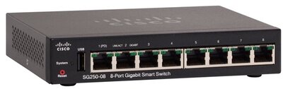CISCO Switch 8 port, Gigabit, Smart Switch - SG250-08-K9-EU
