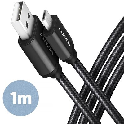 Axagon BUMM-AM10AB micro USB 2.0 B - USB 2.0 A 1 m fekete kábel