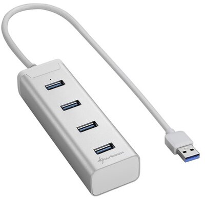 Sharkoon USB Hub - Aluminium Hub (Ezüst, 4port, USB3.0)