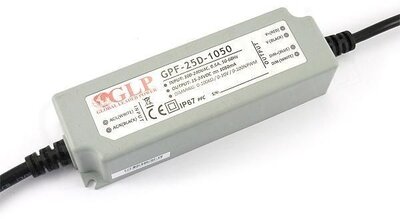 GLP GPF-25D-1050 25.2W 15~24V 1050mA IP67 LED tápegység