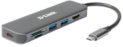 D-LINK USB-C HUB 2xUSB + 1xUSB-C +1xHDMI + 1xSD + 1xMicroSD, - DUB-2327