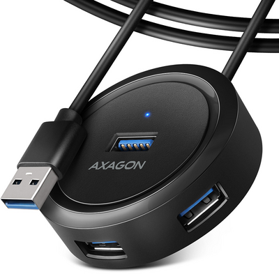 AXAGON HUE-P1AL SuperSpeed USB-A Round HUB Black