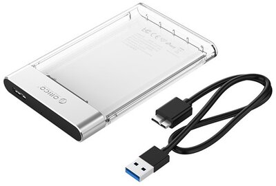 Orico Külső HDD/SSD Ház 2.5" - 2129U3-CR (USB-A 3.0, Max.: 4TB, átlátszó) - ORICO-2129U3-CR-BP