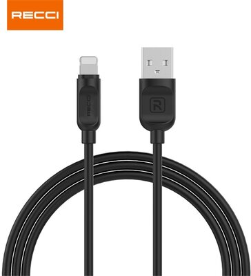 RECCI RCL-P100B Lightning-USB kábel, fekete - 1m