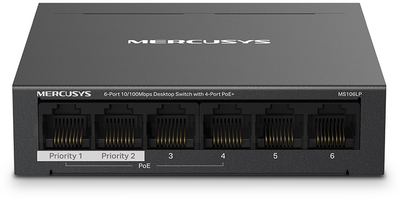 MERCUSYS - Switch 6x100Mbps(4xPOE+), Fémházas Asztali, MS106LP