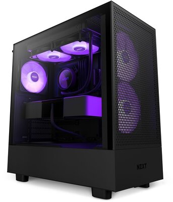 NZXT H5 Flow 2023 RGB All Black Edition Fekete (Táp nélküli) ablakos MATX ház